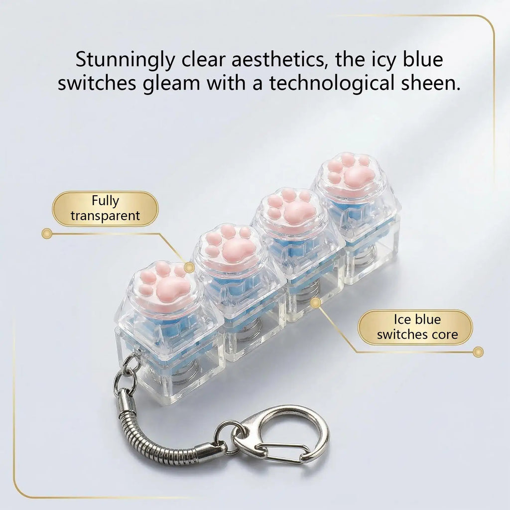 LED Keyboard Keychain Fidget Toys Crystal Clicker Sensory Toy for Stress Relief Keyboard Keychain Fidget Gadget for Adults Kids Oasis Select