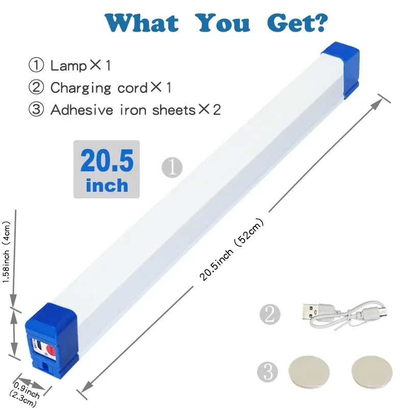 LED Magnetic Work Light – Rechargeable Bar Lamp with Hooks