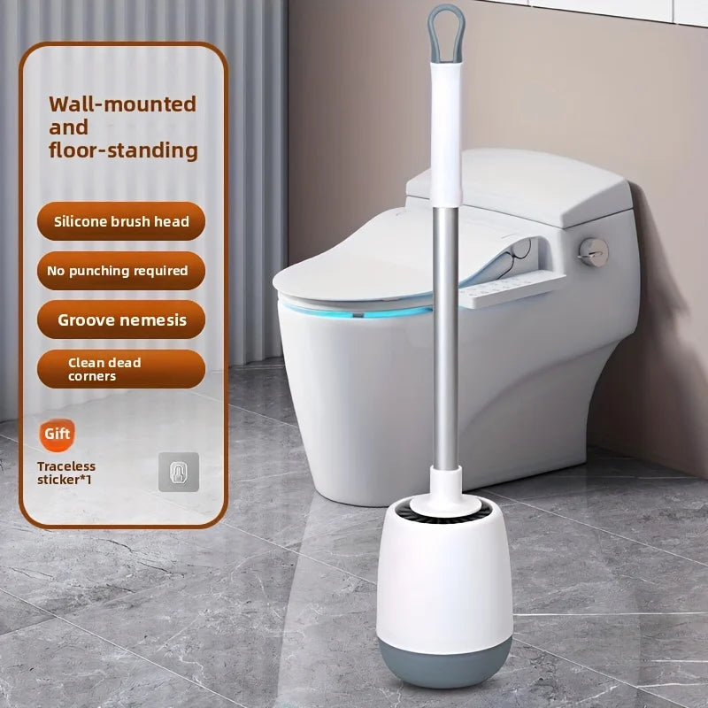 Multi-Functional Ventilated Toilet Brush Set-Wall-Mounted & Floor-Standing Brush,Durable Plastic Bristles for Bathroom Cleaning Oasis Select