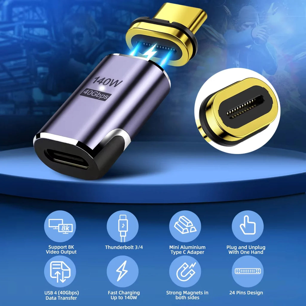 Magnetic USB-C Adapter | USB4 Thunderbolt 3, 140W, 40Gbps, 8K USB-C Magnetic Adapter Oasis Select