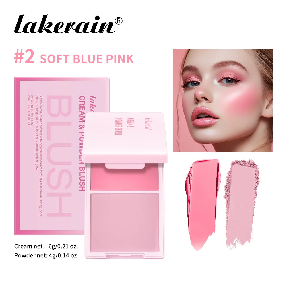 Cream&Powder Blush Palette Natural Long-lasting High Pigment Blush Makeup Contour Powder Beauty Peach Pink Korean Makeup Blush Oasis Select 2 Soft Blue Pink
