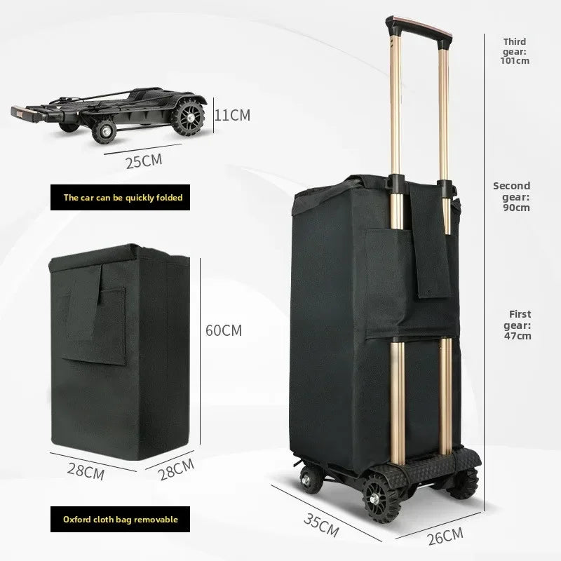 Multi-functional Portable shopping cart folding trolley household trolley luggage cart trolley Oasis Select Black C