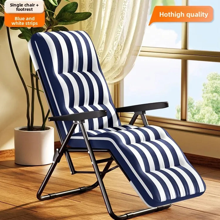 Folding recliner home leisure elderly balcony back chair office lunch break sit and sleep dual-purpose chair Oasis Select Rice White
