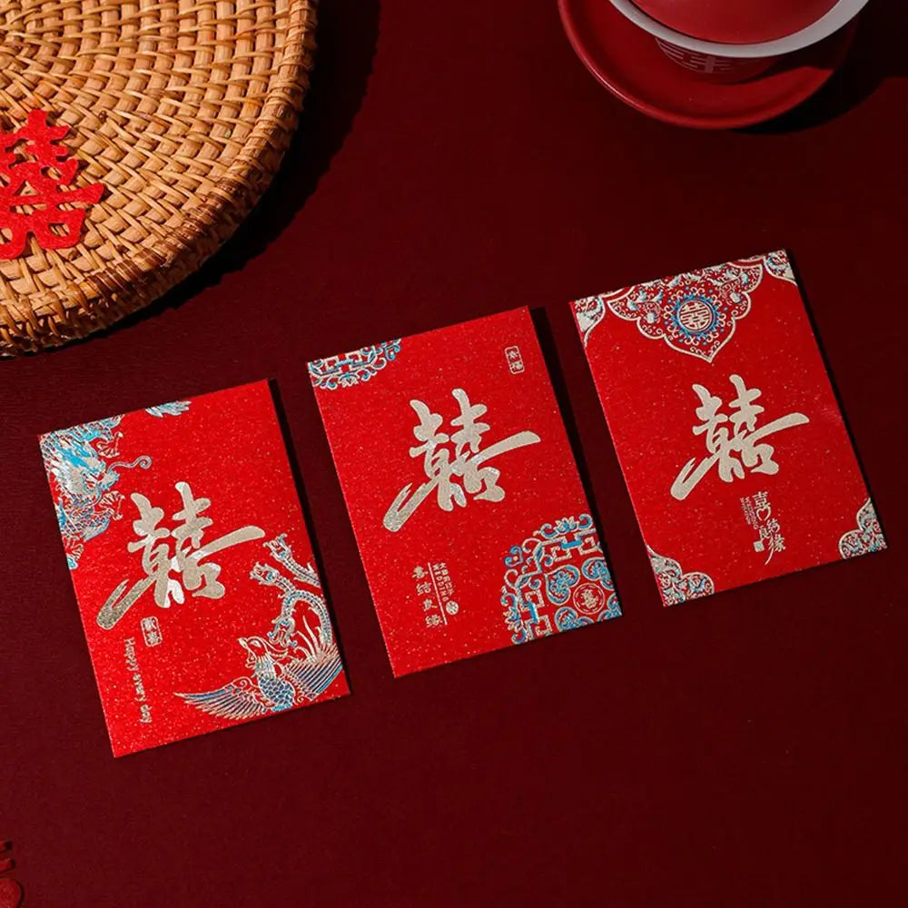 20pcs New Trendy Multiple Patterns Money Pocket Lucky Money Good Luck Blessing Bag Best Wishes Red Envelope Chinese Wedding Oasis Select
