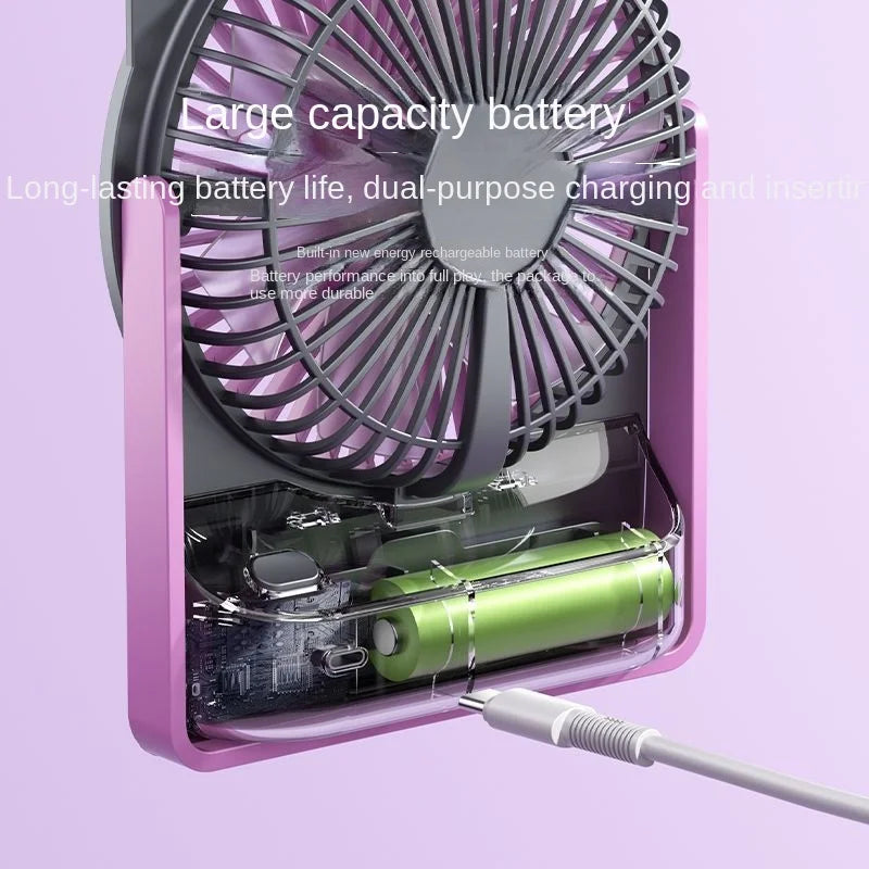 Ultra-thin Desktop Fan Digital Display USB Charging Strong Wind Portable Silent Card Style Fan Dormitory Office Summer Small Fan Oasis Select