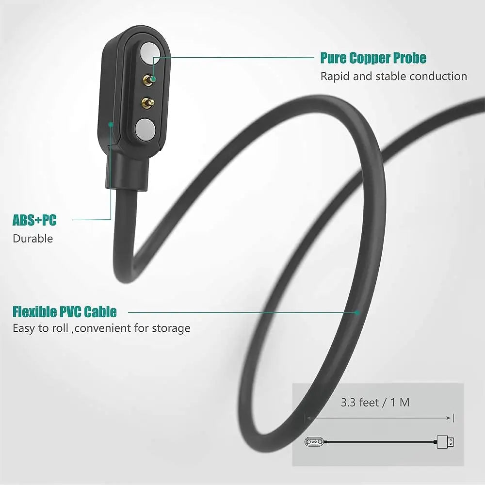 USB Charger Cable for Mibro GS Pro, A2, A3, T1, T2, C2, C3 & Lite Smartwatch Charger Cable Oasis Select