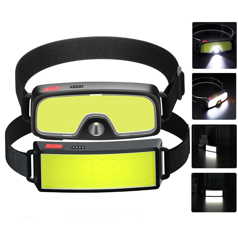 New Upgrade Portable LED Head Lamp Built-in 1200mah Battery COB Headlight USB-C Rechargeable Waterproof Torch Camping Flashlight Oasis Select