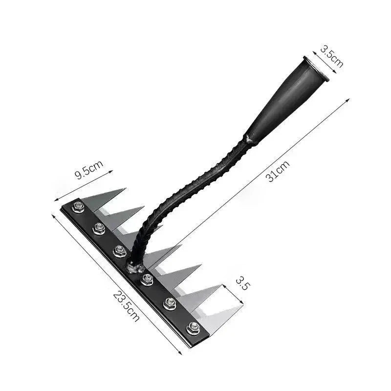 5/6/7/8 Teeth Carbon Steel Garden Hand Rake Agricultural Nail Harrow Detachable Multifunctional Farm Manganese Steel Metal Rake Oasis Select Seven-tooth