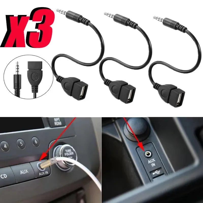 1/2/4/6pcs Car Connection Cable USB Female To Audio AUX Cable USB Flash Drive/Navigation/Stereo AUX Data Adapter Car Accessories Oasis Select