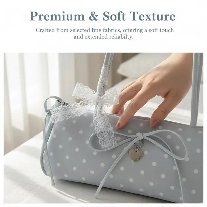 Polka Dot Baguette Shoulder Bag | Retro Korean Fashion Women