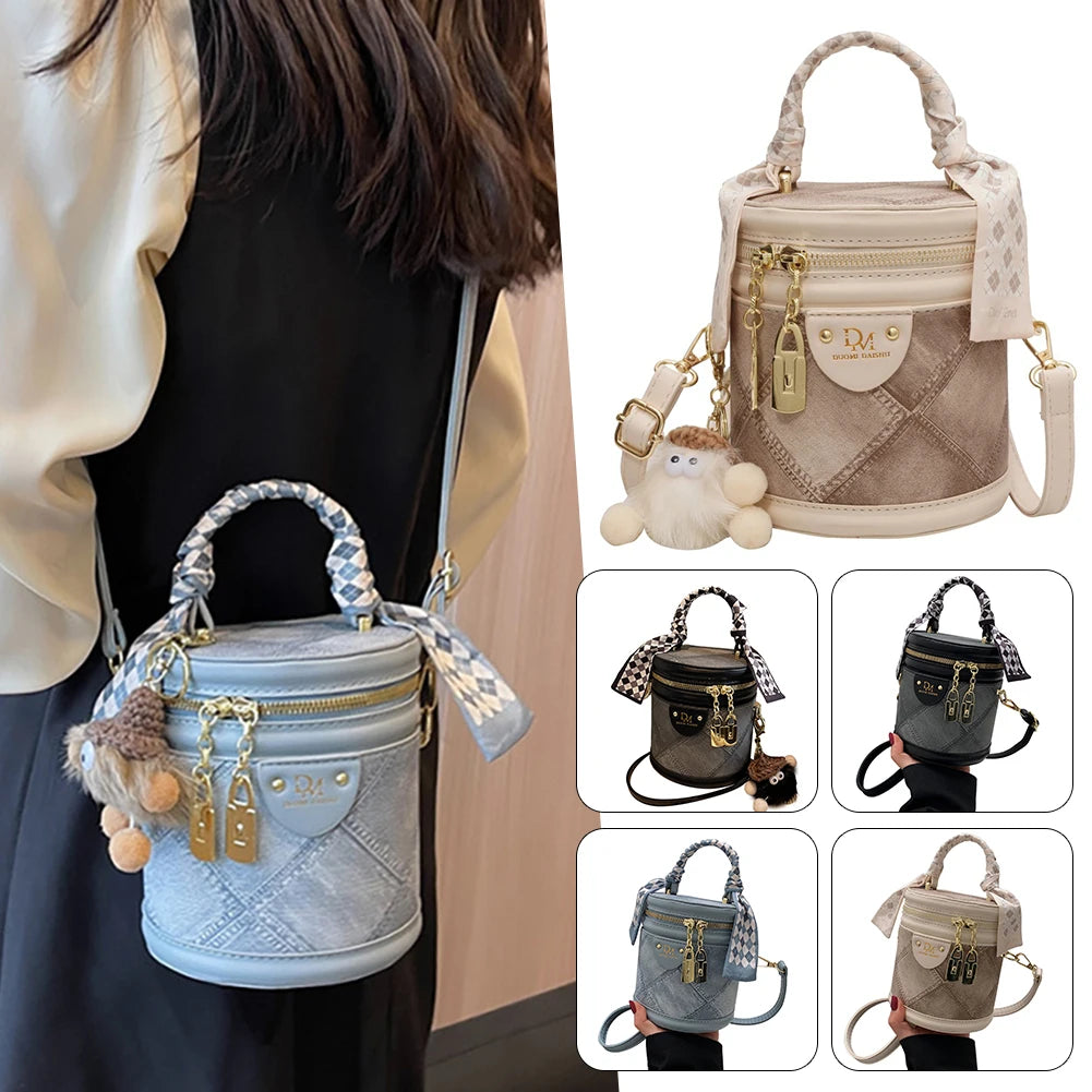 HOBBAGGO Women's PU Leather Bucket Crossbody Tote Bag Purse