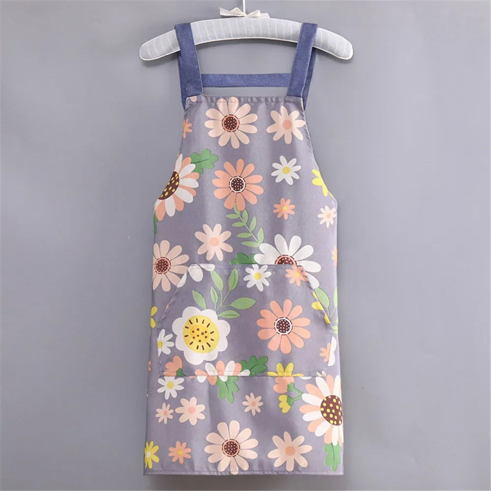 1PC Aprons Fashion Cotton Fabric Waterproof Thickened Dirt Resistant Kitchen Apron and Home Work Clothes Gardening Work Clothing Oasis Select 07 OneSize