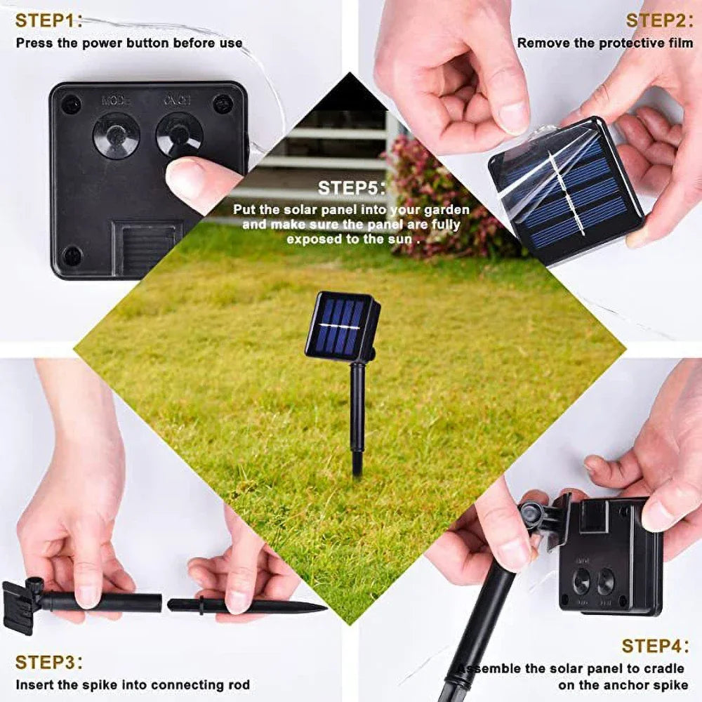 7M/12M LED Solar String Fairy Lights Outdoor Path Garlands Lamp Patio Waterproof Christmas Wedding Garden Street Lights Oasis Select