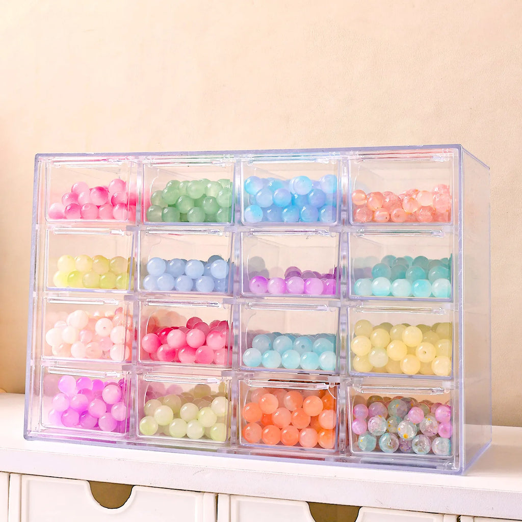 1pc acrylic 16 grid drawer style acrylic bead storage box, large capacity stackable loose bead jewelry accessory organizer Oasis Select
