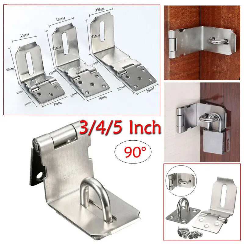 90 Degrees Door Lock Buckle Hasp Staple Gate Door Shed Latch Lock Plate Door Latch Clasp For Padlock Security Oasis Select