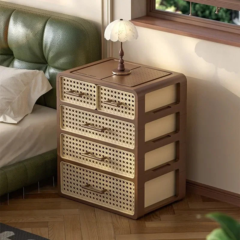 Home bedroom underwear storage box, home drawer style grid sorting wardrobe, antique style plastic rattan dust-proof storage box Oasis Select
