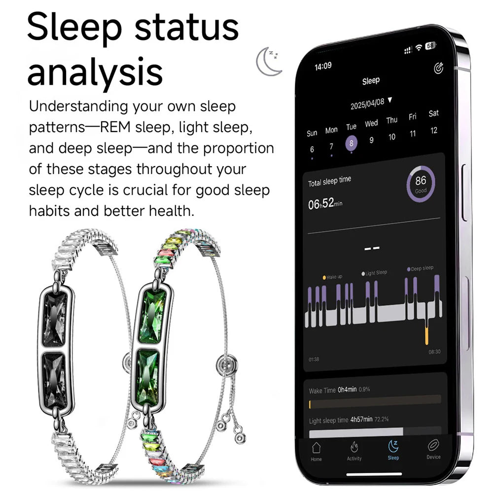 Woman Inlaid With Diamonds Smart Bracelet Sports Health Ms. Bluetooth Wristband Sleep Health Monitor Female Physiological Cycle Oasis Select