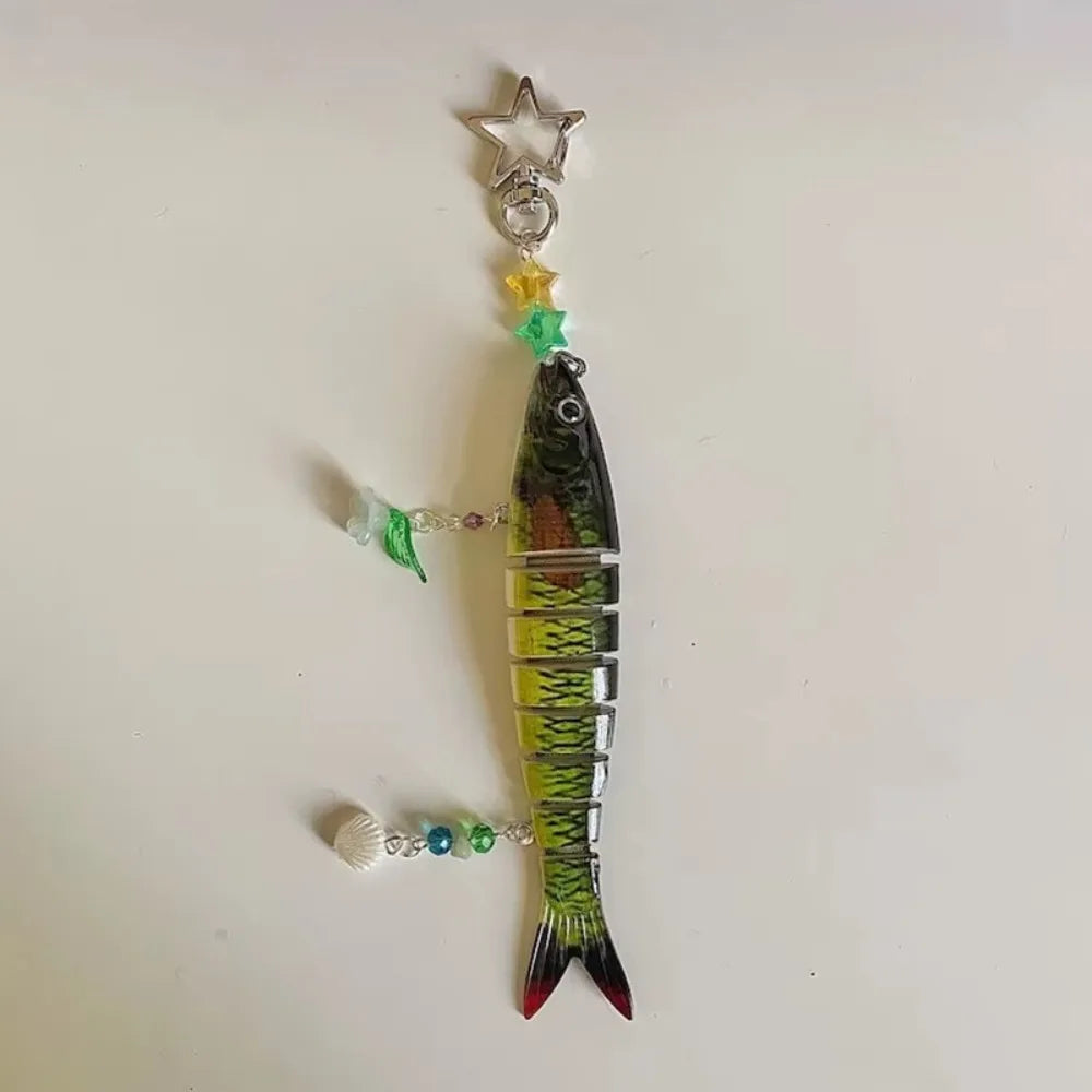 New Plastic Fish Keychain Multi Jointed Simulation Fish Hook Key Chain Backpack Pendant Gifts Oasis Select F