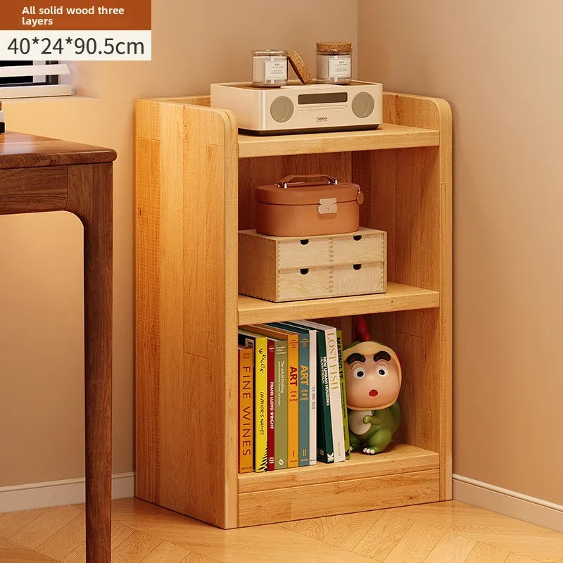 Solid wood bookshelf simple multi-layer floor storage shelf living room corner narrow slit simple display cabinet pine bookcase Oasis Select 3th floor 40 24 90.5