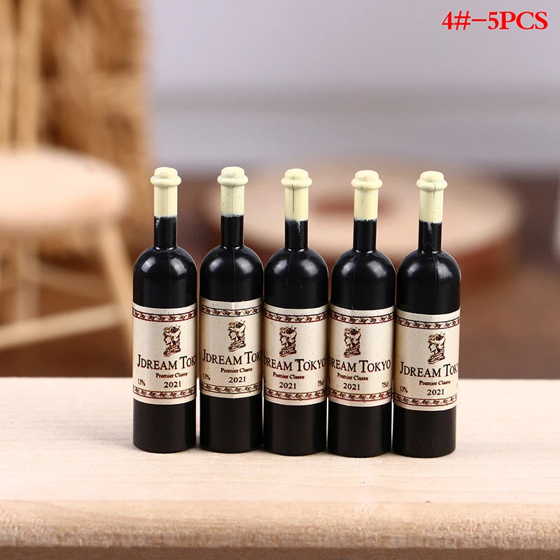 5Pcs 1:12 Dollhouse Miniature Wine Cup Beer Mug Wine Bottle Model Furniture House Decor Toy Oasis Select 4