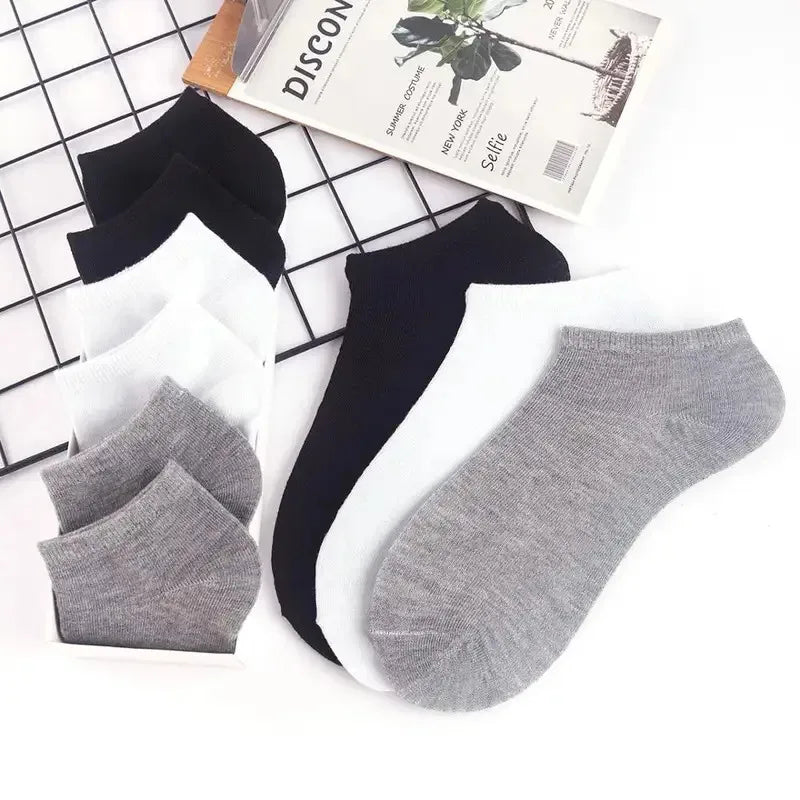 1-20pairs Wholesale Unisex Socks, Breathable Sports Socks, Solid Color Boat Socks, Comfortable Cotton Ankle Socks, White Oasis Select