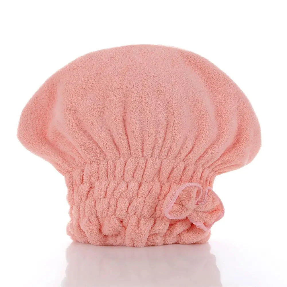 Coral Fleece Hair Drying Cap Quick Drying Towel Quick Stem Bowknot Microfiber Hair Dry Wrap Ultra Absorbent Hair Turban Bath Cap Oasis Select pink