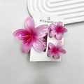 3Pcs/Set New Gradient Hair Claws Sweet Flower Plumeria Flower Hawaiian Flower Hair Clip Clamp Acrylic Hair Accessories Summer Oasis Select Pink