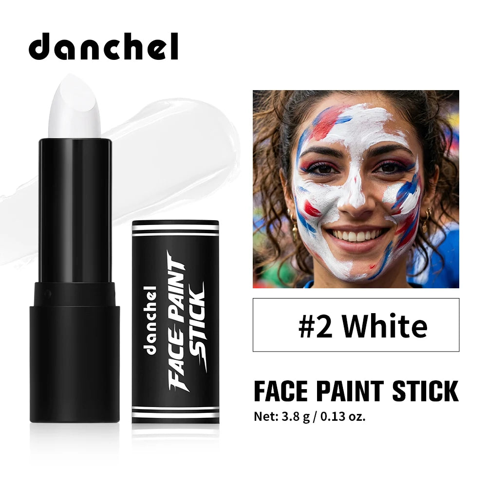 Face Paint Stick High Pigment Multi-Use Black Sticks Lip Color Body Paint Safe Non-Toxic Paint Stick for Halloween Cosplay Sport Oasis Select White