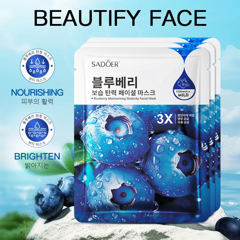 SADOER Fruit Face Mask Set 8pcs – Anti-Aging & Moisturizing Fruit Sheet Mask Set Oasis Select