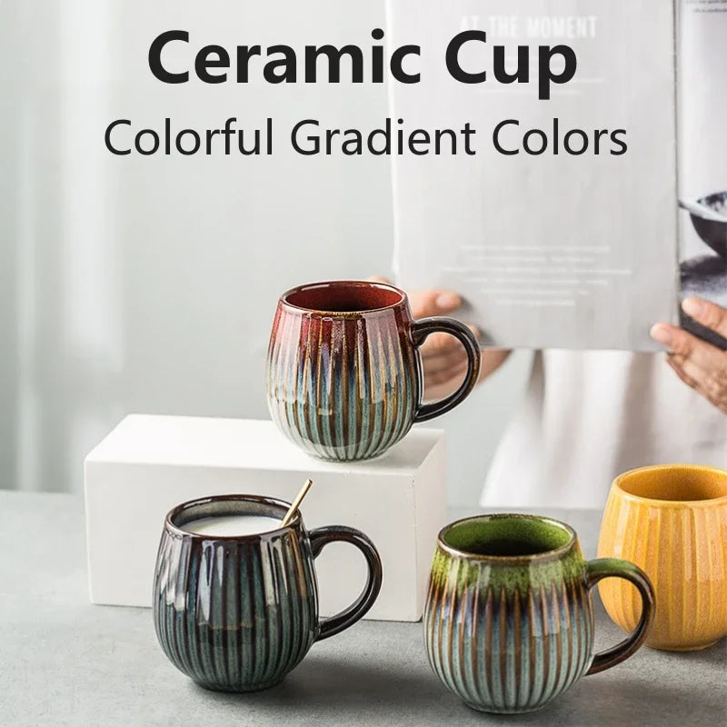 500ml Creative Personality Mug Breakfast Cereal Milk Cute Ceramic Cup Daily Household Large-capacity Retro Coffee Cup Oasis Select