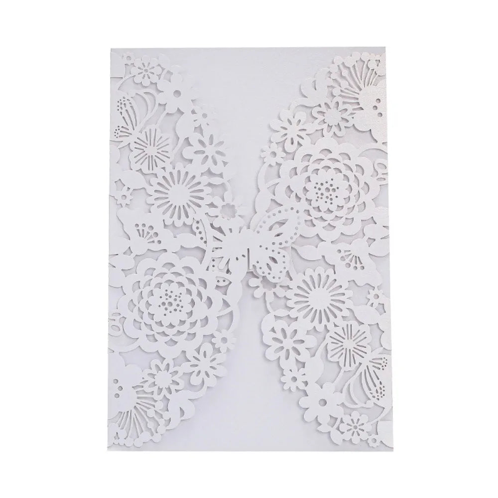 50pcs Laser Cut Hollow Floral Wedding Invitation Cards