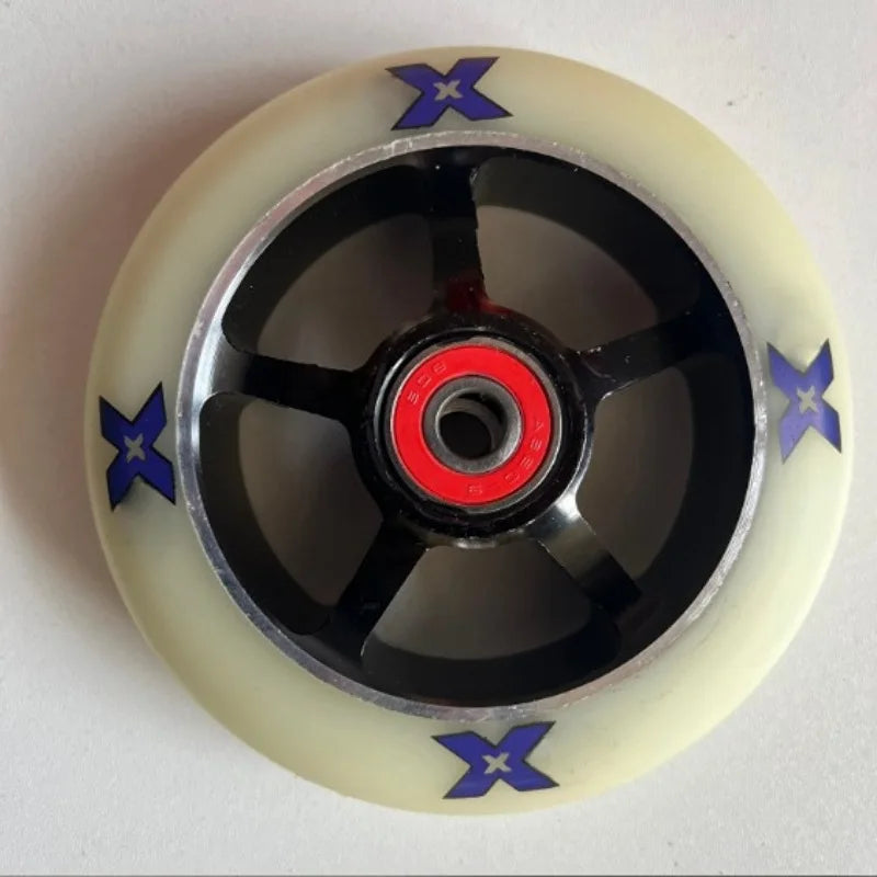 100mm Scooter Wheels Replacement with Bearings Aluminum Wear-Resistant PU Stunt Scooter Parts Kick Scooter Accessories 2pcs/set Oasis Select F 100x24mm