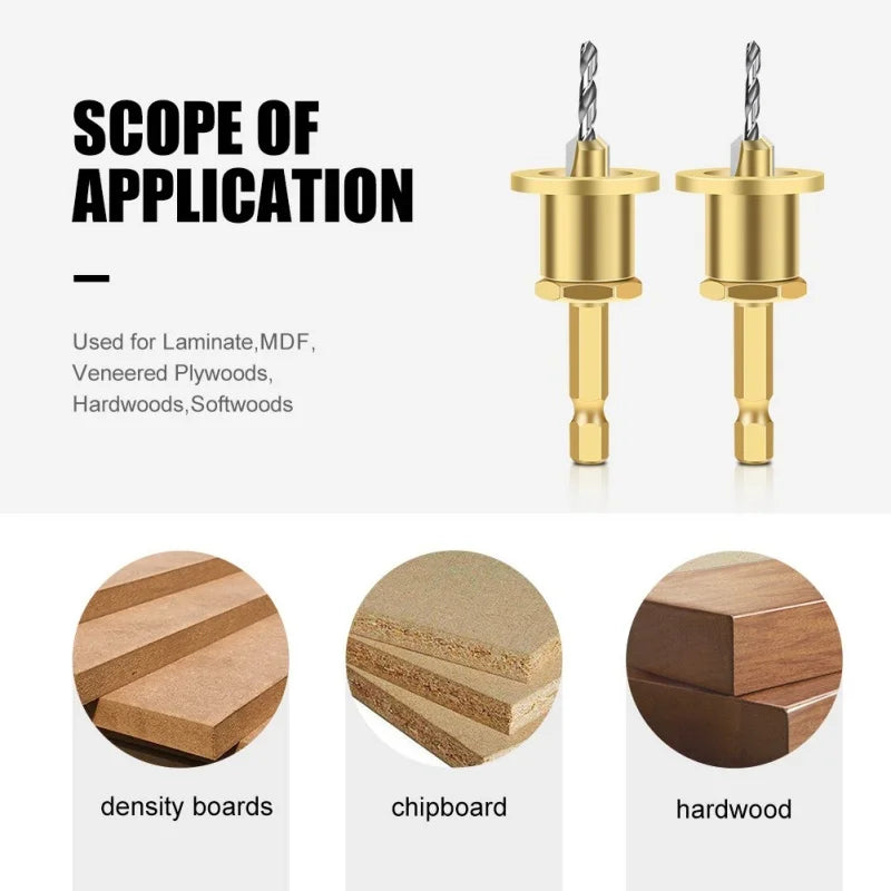 1/5Pcs CNC Adjustable Hexagonal Handle Cutter Woodworking Tools Countersink Drill Router Bit for Wood Installation Limit Hole Oasis Select
