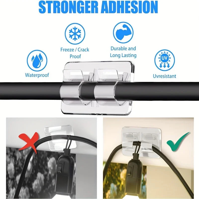 4/10pcs Hooks for Outdoor String Lights - Durable, Clear Self-Adhesive Clips for Christmas Light Hanging & Cable Management Oasis Select