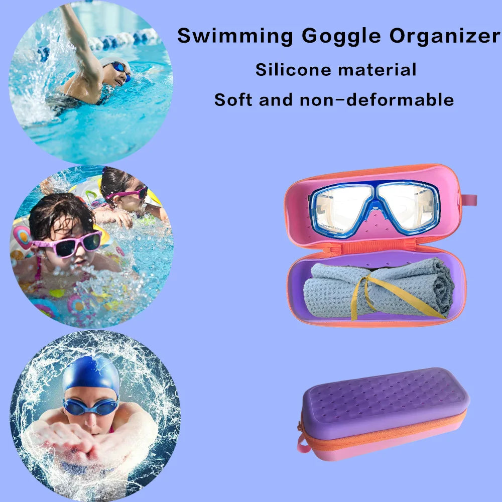 Waterproof Silicone Glasses Case for Swimming, Soft & Breathable Eyeglasses Protector Bag, Swim Gear Accessories Storage Pouch Oasis Select