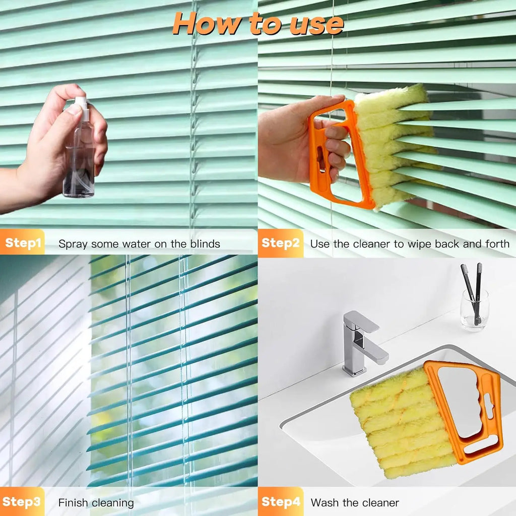 2 PCS Blind Cleaning Kit with Mist Spray Bottle Reusable Fiber Duster for Wood Aluminum Vinyl Blinds Washable Venetian Shade Oasis Select