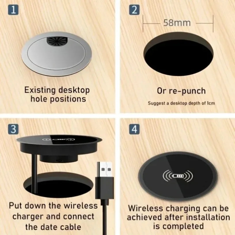 Embedded 15W Wireless Charger Fast Inductive Charging Base Desktop For iPhone 16 15 14 13 12 Samsung S24 S23 Huawei Xiaomi Phone Oasis Select