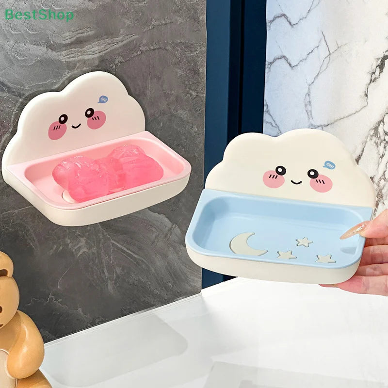 Cloud Soap Dish – Wall-Mounted Double-Layer Holder, Punch-Free