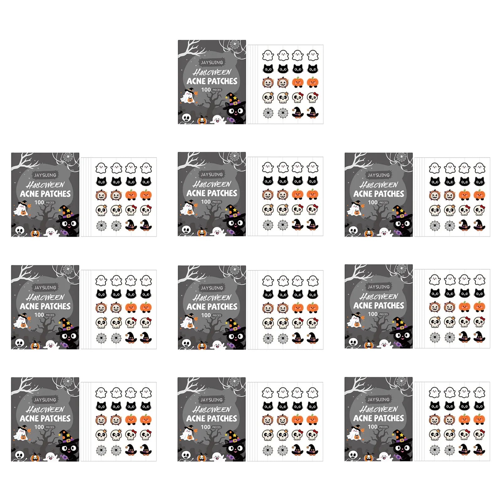 Halloween Acne Patches 100pc – Pumpkin & Bat Spot Covers Acne Spot Patches Oasis Select 10 x 100pcs Boxed