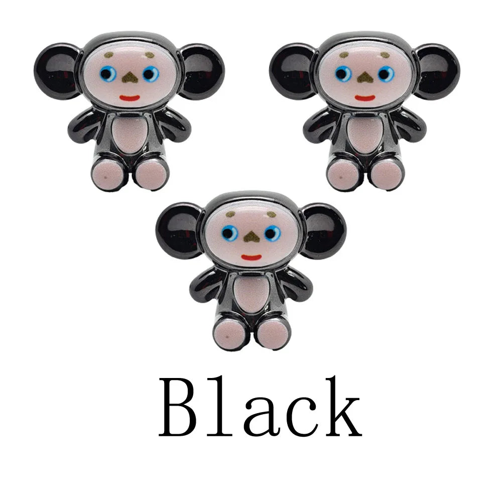 Tire Valve Stem Cap Cute Cartoon Monkey Tire Valve Stem Cover for Bikes Corrosion-Resistant Tire Cap Cover for Cars Motorcycle Oasis Select Black-4Pcs