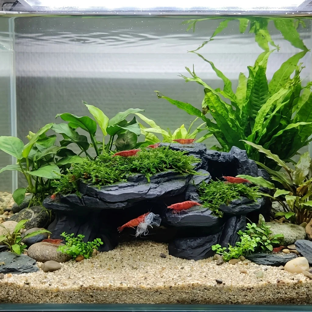 PLA Cave Aquarium Hidden Fish Tank Decoration with Sinking Pool Platform Turtle Shrimp Fish Hidden Rest Evacuation House Oasis Select