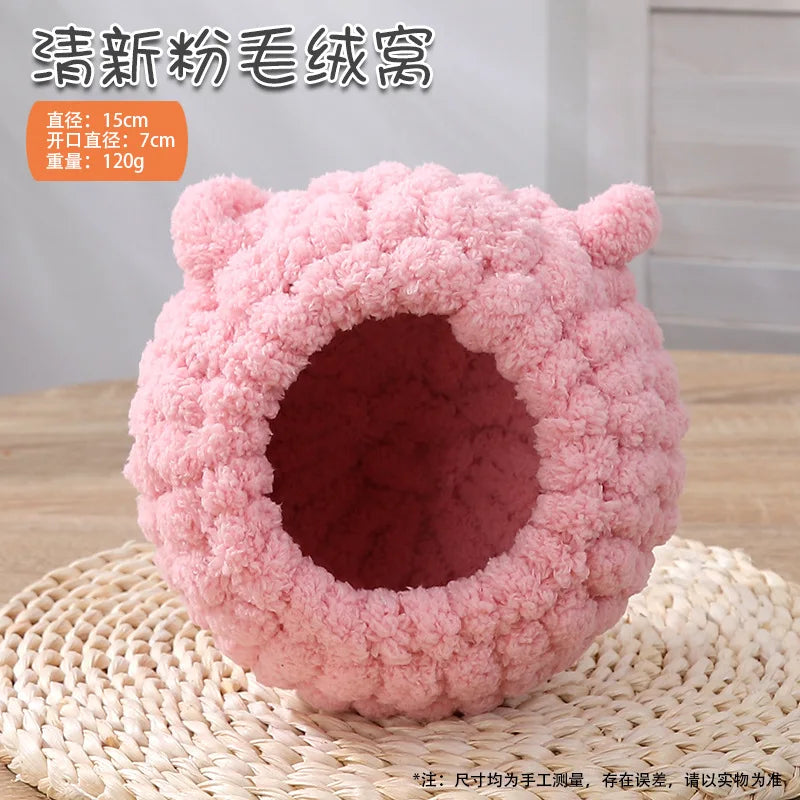 Parrot Round Thickened Cotton Bird Nest - Tiger Skin Peony Print, Winter Warmth for Small Pets, Cozy Hibernation Nest Oasis Select refreshing powder D 15cm