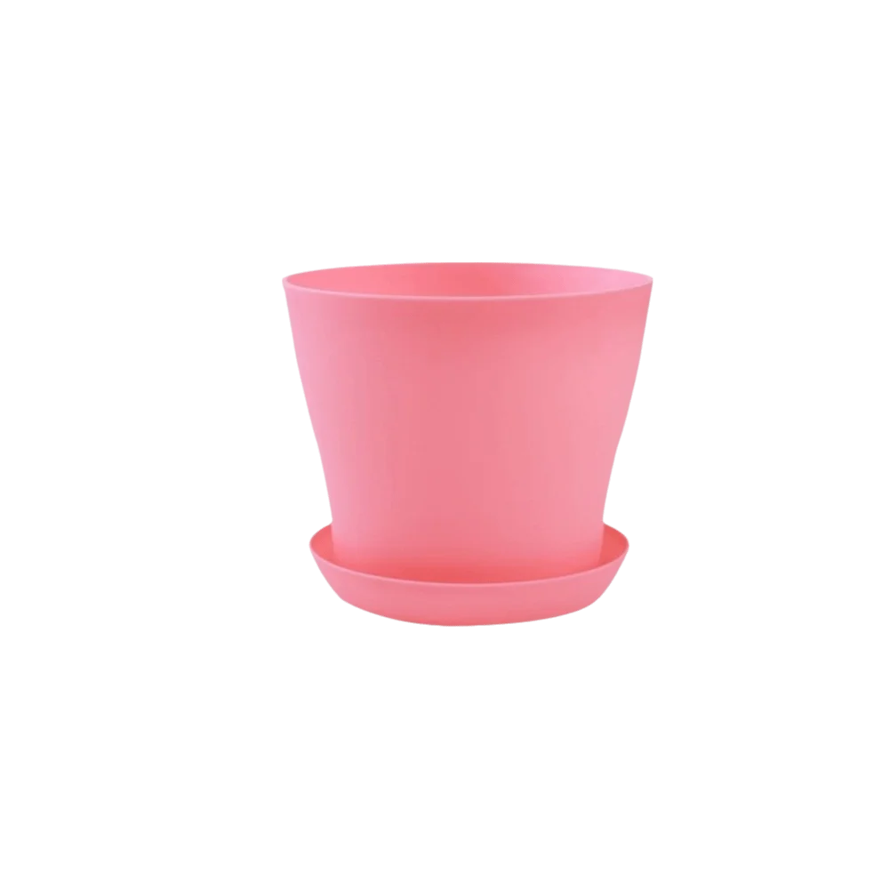 8pcs/set Candy Color Flower Pot Plastic Round Plant Pot with Tray with Drainage Holes Succulent Plant Pots Balconies Planting Oasis Select Pink