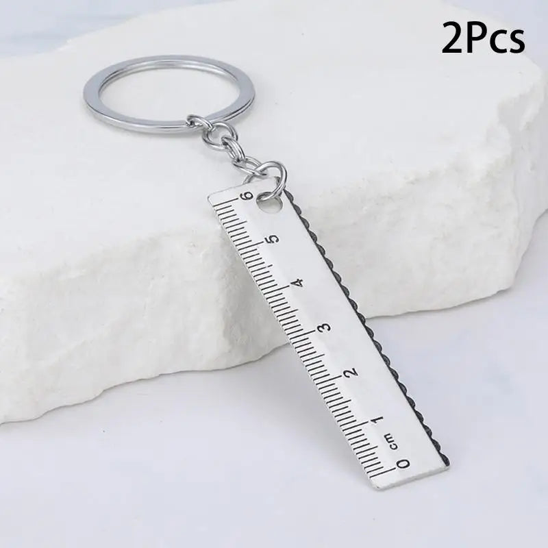 ♥Mini Stainless Steel Ruler Keychain | 1-5cm Portable Measuring Tool Key Rings (Anti-loss Measuring Ruler) Oasis Select B1