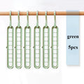 5pcs 9-hole Wardrobe Storage Rack Multifunctional Foldable Clothes Drying Rack Storage Clothes Rack Space-saving Clothes Hanger Oasis Select green 5