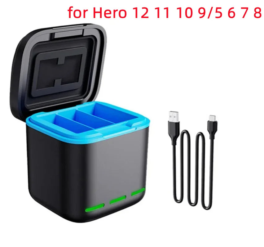 3-Way GoPro Hero 9–13 Fast Charger + Type-C Cable