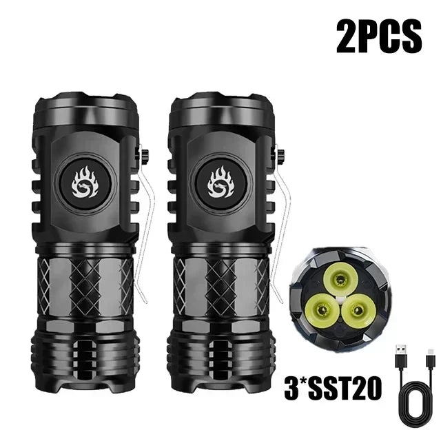 ZHIYU Mini LED Flashlight USB Rechargeable Pen Clip Magnet