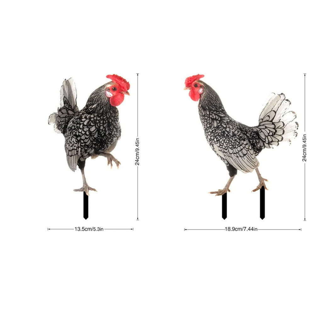 2D Flat Garden Statues Ornaments For Hen Chicken Decorations Sculptures Yard Art Outdoor Decorations Rooster Statue Art Deco Oasis Select