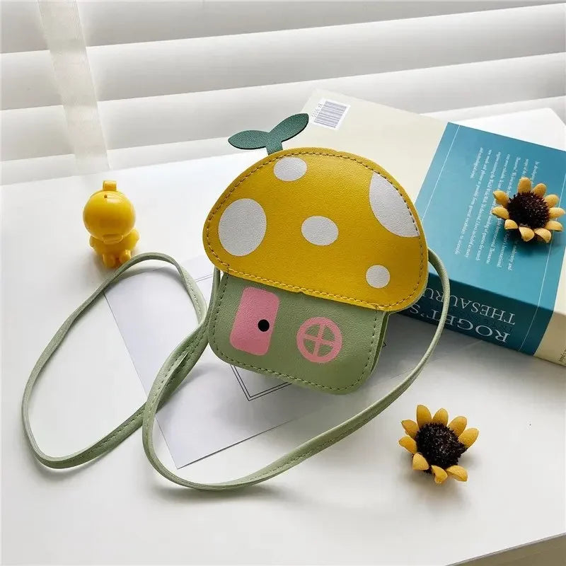 1-8PCS Cartoon Kids Bag Crossbody Sling Bag for Girls Mushroom Design Shoulder Purse Childrens Wallet Casual Korean Style Tote Oasis Select Yellow 1PC