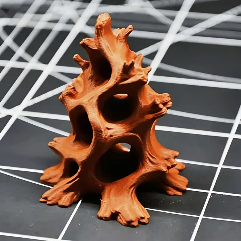 hidden Multi-Hole Driftwood Aquarium Ornaments Driftwood Fish Caves Aquarium Decor Fish Hideout for Breeding Hiding Caves Decor Oasis Select tree Dark Brown 10x8x7.6cm